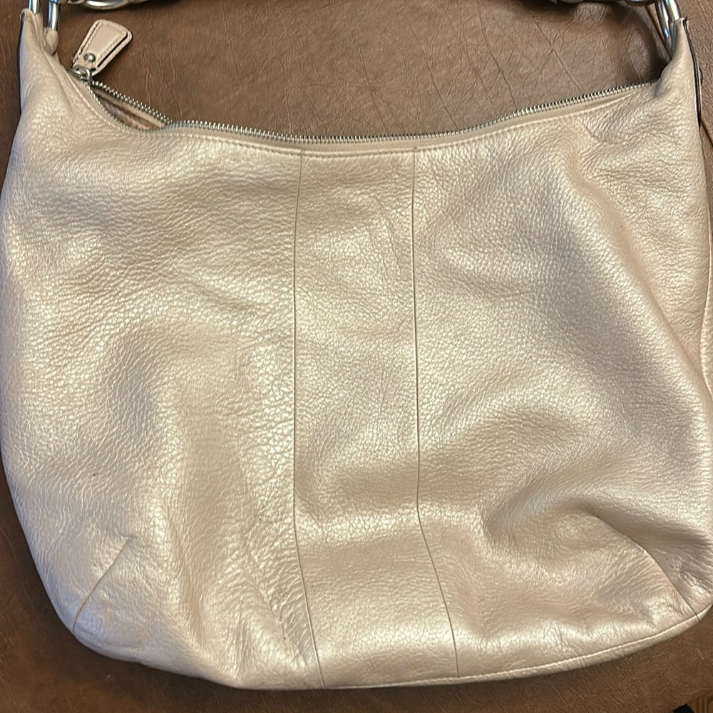 COACH Authentic KRISTEN LARGE HOBO Champagne/ Beige Leather 19303 - Picture 3 of 15